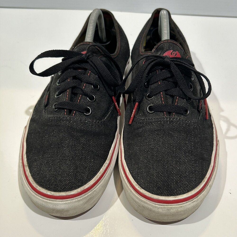 Vans x Queen Black Denim Sneakers Skate Shoes Men's 11 Red Trim